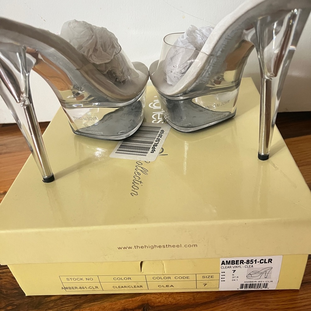 Women's Clear Silver platform dancing shoes